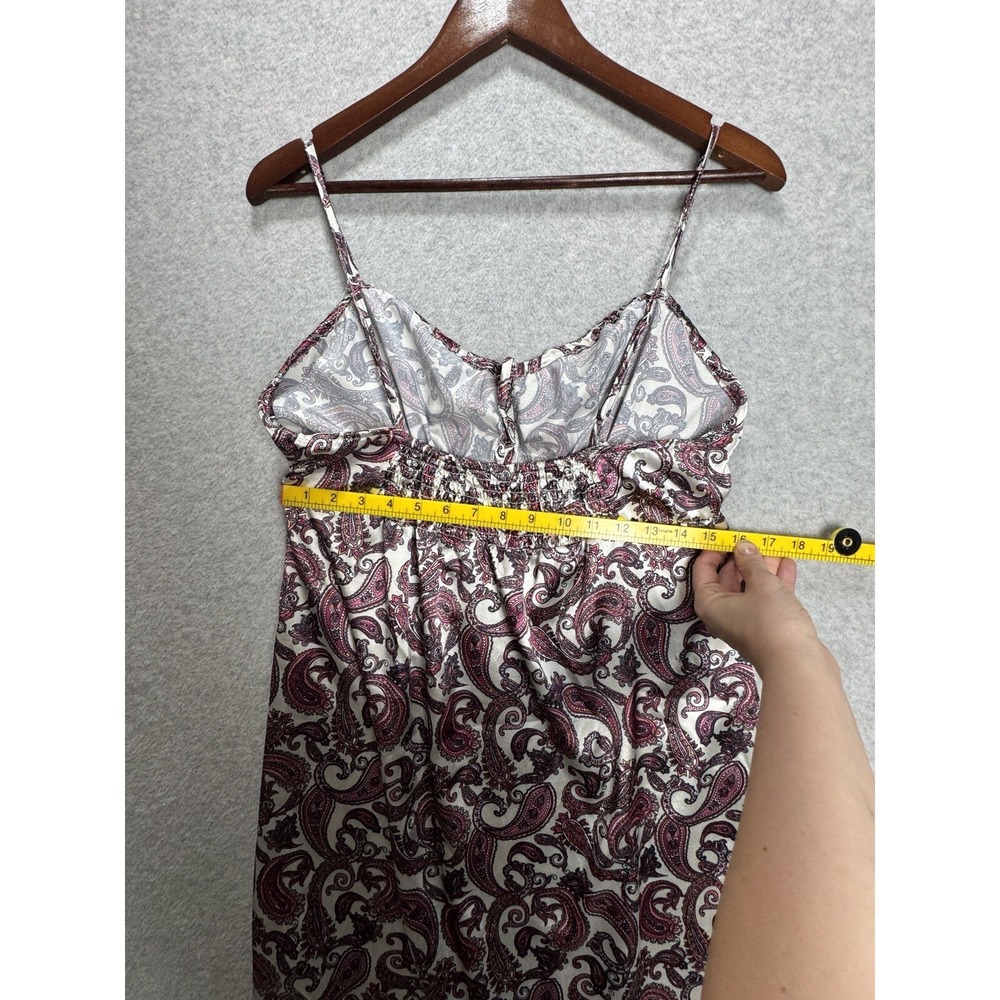 90s Y2K Silky‎ Satin Birch & Stone Women's Floral Mini Slip Dress Milkmaid Sz M - Picture 15 of 16